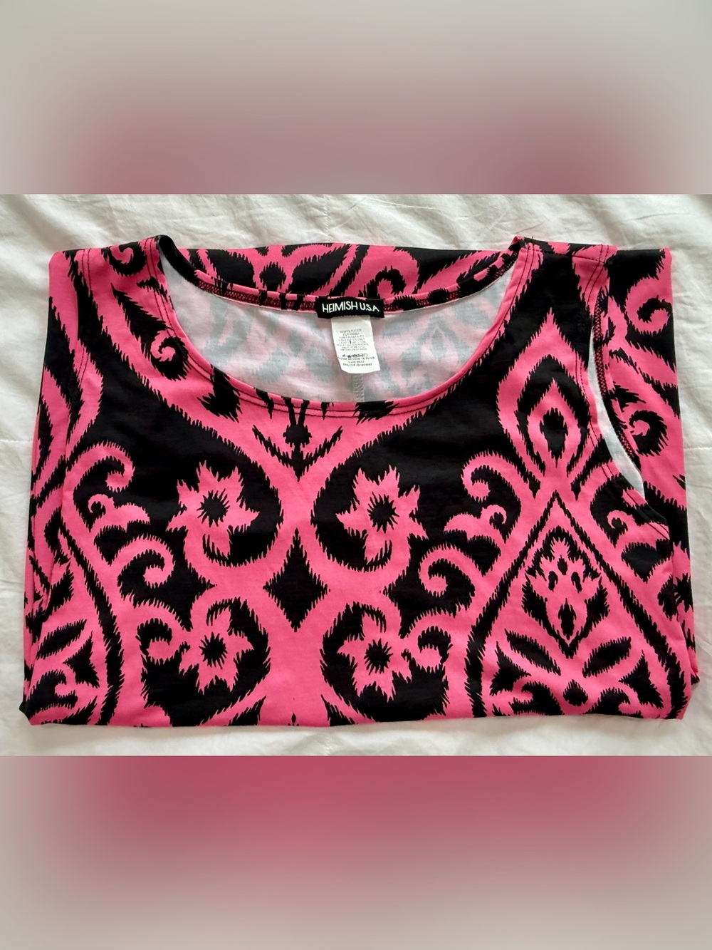 HEIMISH USA Pink and Black Patterned Sleeveless Dress